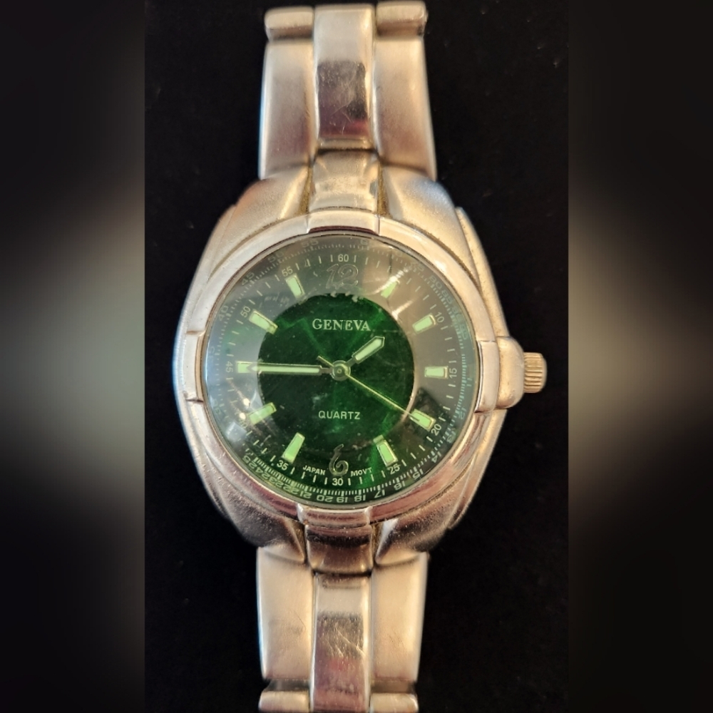Geneva Stainless Steel Water Resistant Watch